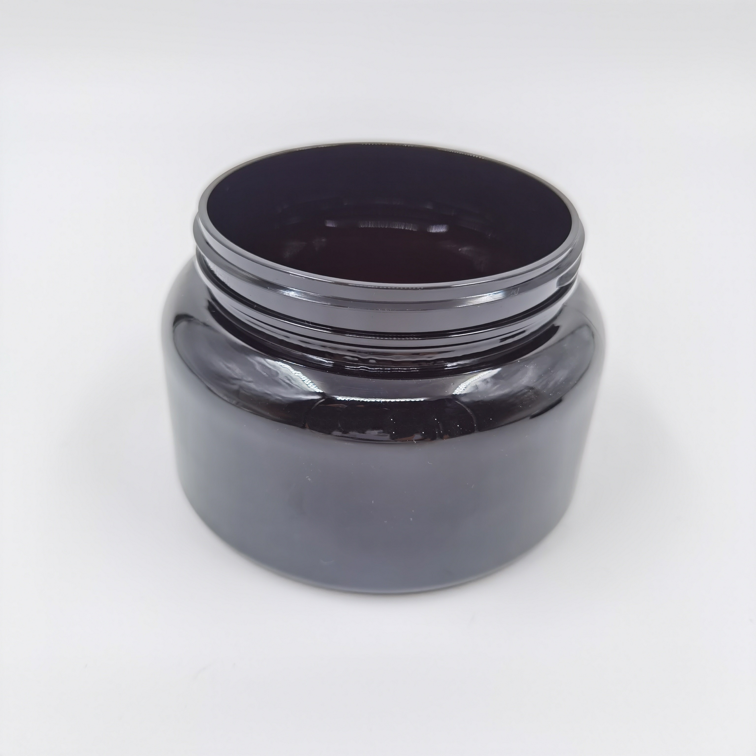 Black Round Single Wall PET Plastic Cosmetic Jars 500ml For Body Butter