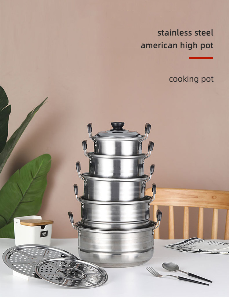 American Style 5 Pcs Kitchen Cookware Set Stainless Steel Nonstick Cooking Pot Sets With Lid