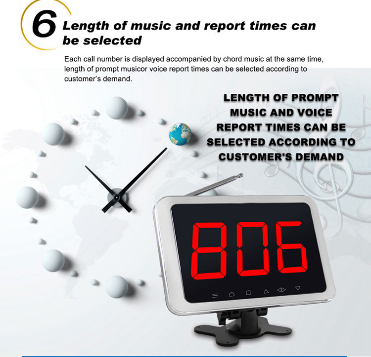 China manufacturer wireless calling equipment with 1 key service caller and touchable display receiver