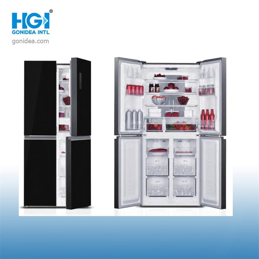 Frost Free French Style Four Door Bottom Mount Refrigerator Silver