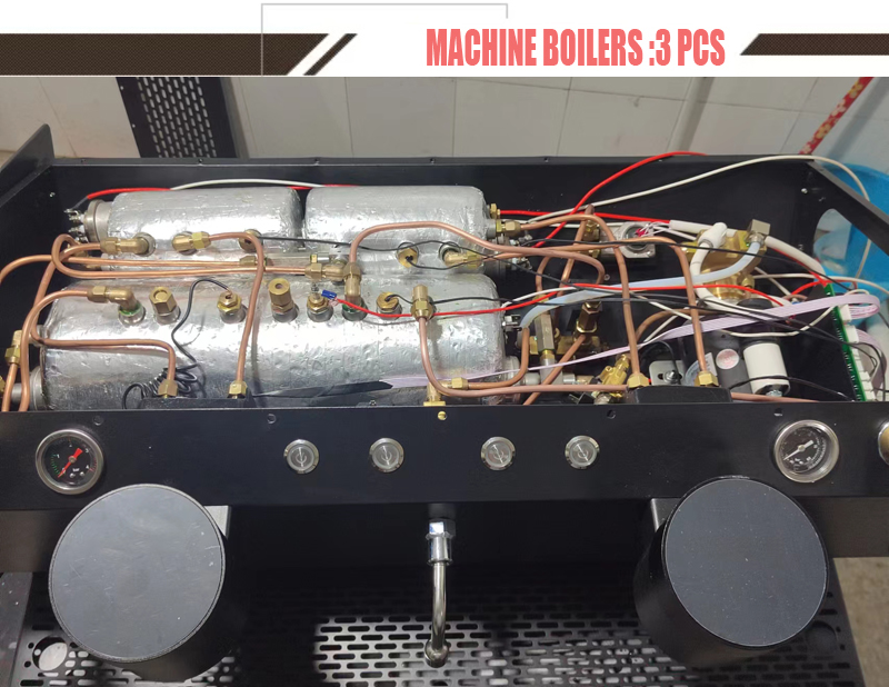 6.8Kw Commercial Semi-Automatic Double Group Espresso Coffee Machine with Triple Boilers