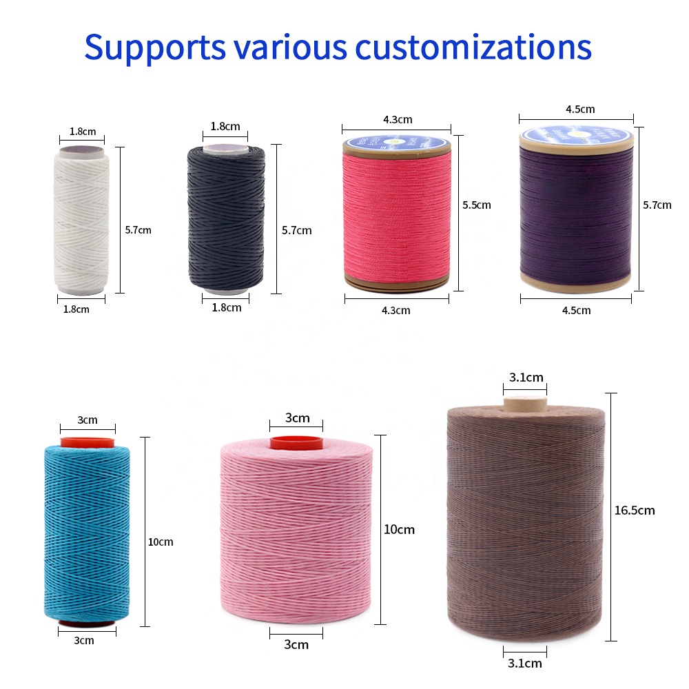 Dyed Texturized Pattern 1000m 150D Waxed Thread for Leather Sewing Black Book Binding