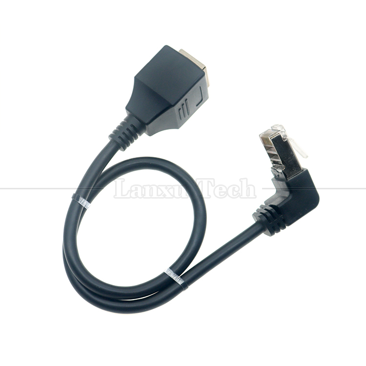Cat5e Up Down Left Right Angle RJ45 Male to RJ45 Female Socket Panel Mount Ethernet Cable