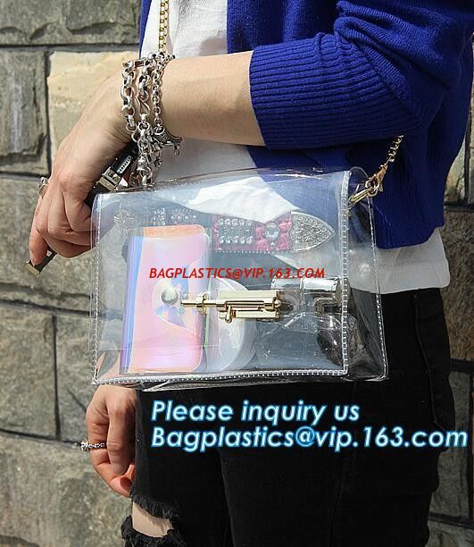 mini clear pvc girls shoulder long strip bag, Woman Sweet Handbag Clear Jelly Transparent, PVC Shoulder Bag Tote Chic Be