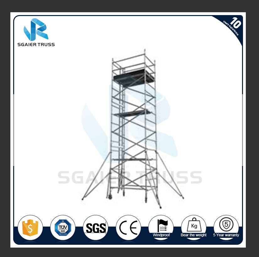 Building Construction Cleaning Aluminium Scaffolding Ladder , En1004 Mobile Tower Scaffold