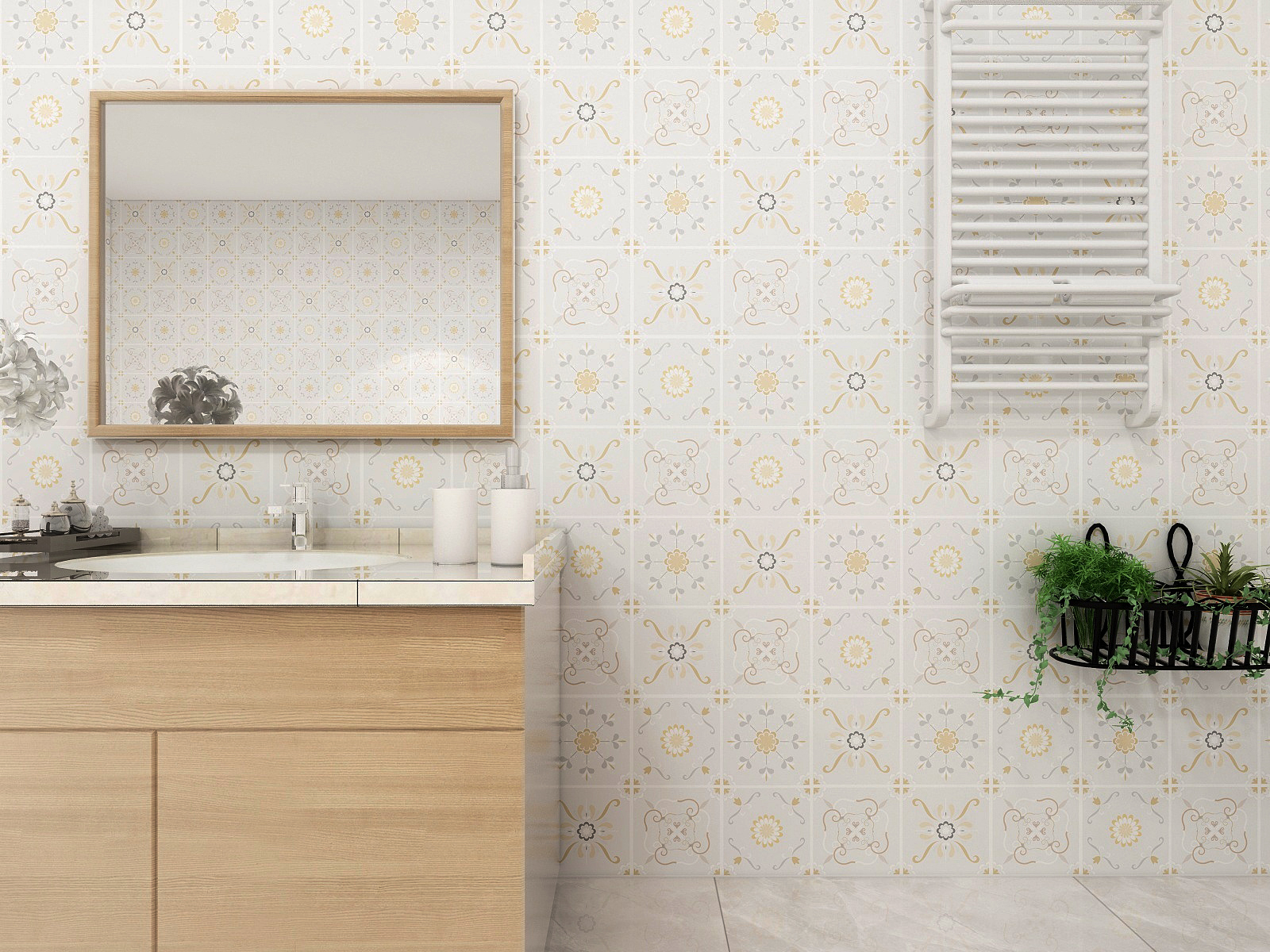 Water-Resistant Peel and Stick Wallpaper for Bathrooms Ceramic Tile Wallpaper