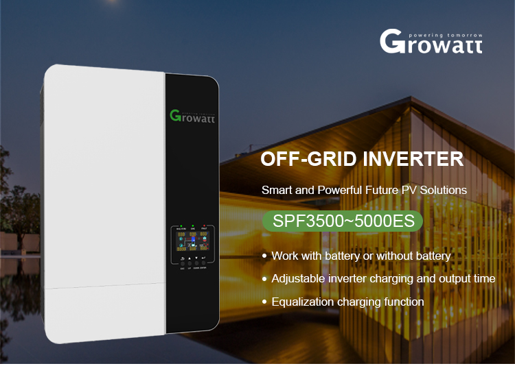 CE Certified Growatt 5000Es 1 Phase Solar Inverter 5Kva 48V Battery Inverter for Off Grid