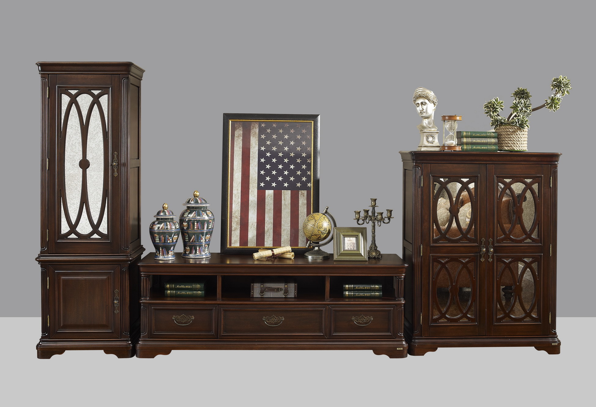Home Office Study room furniture American style Big Bookcase Cabinet with Display chest can L shape for corner wall case