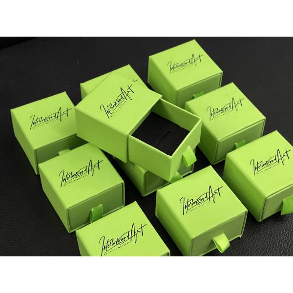 Customized Green Paper Drawer Ring Box