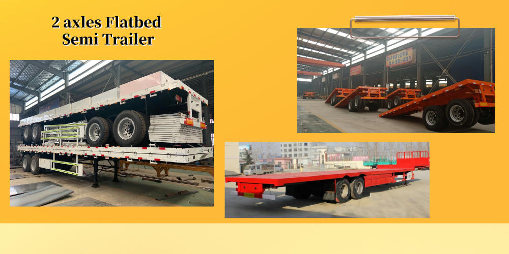 Truck Trailer Two Axles 20FT Container Flatbed Type with Light Tare Weight of 4 Ton
