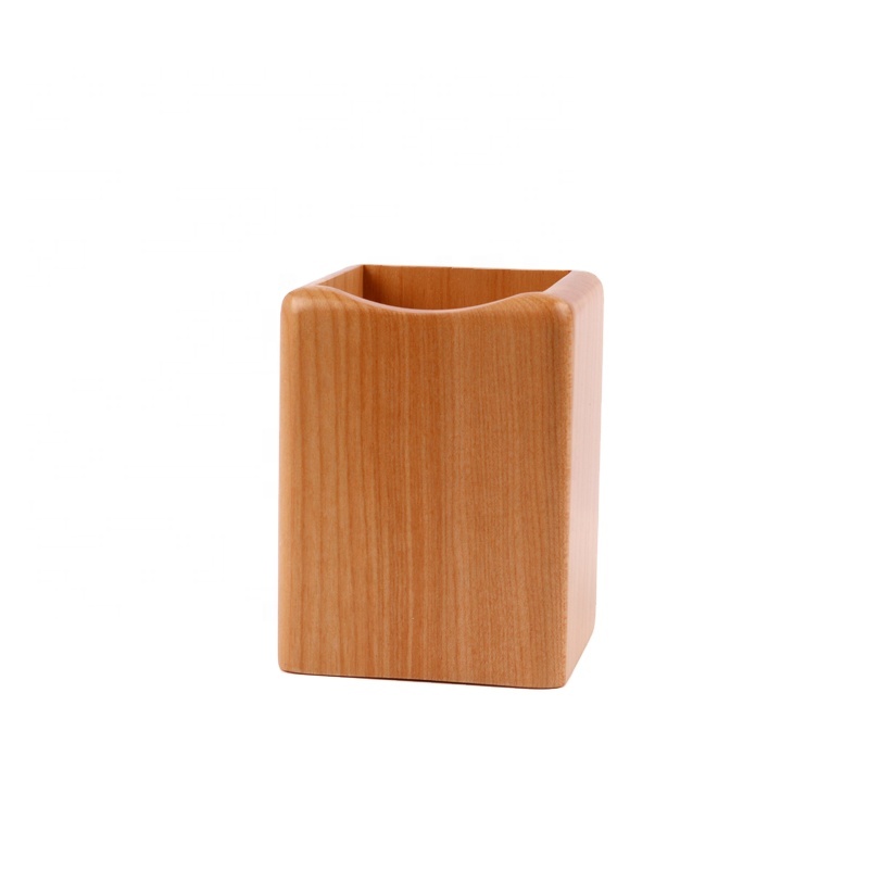 Custom High Quality Simple Office Desktop Pencil Organizer Wooden Pen Holder for Students