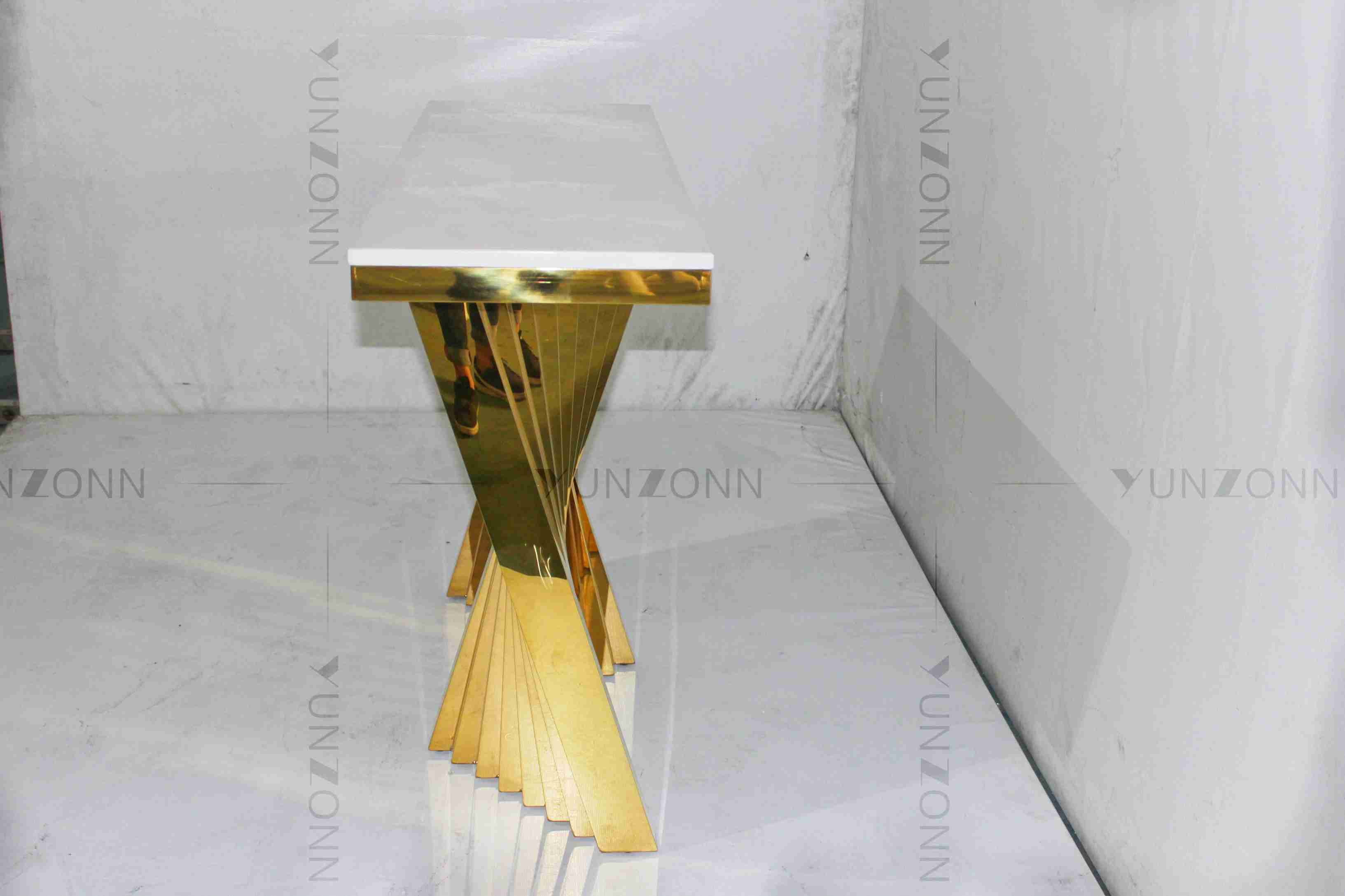 Hollow Out Pattern Marble Gold Plated Side Table Carving Design Storage Cabinets