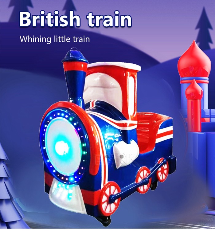 60W Amusement Park Kiddie Ride Fiberglass Electric Ride British Style Little Train