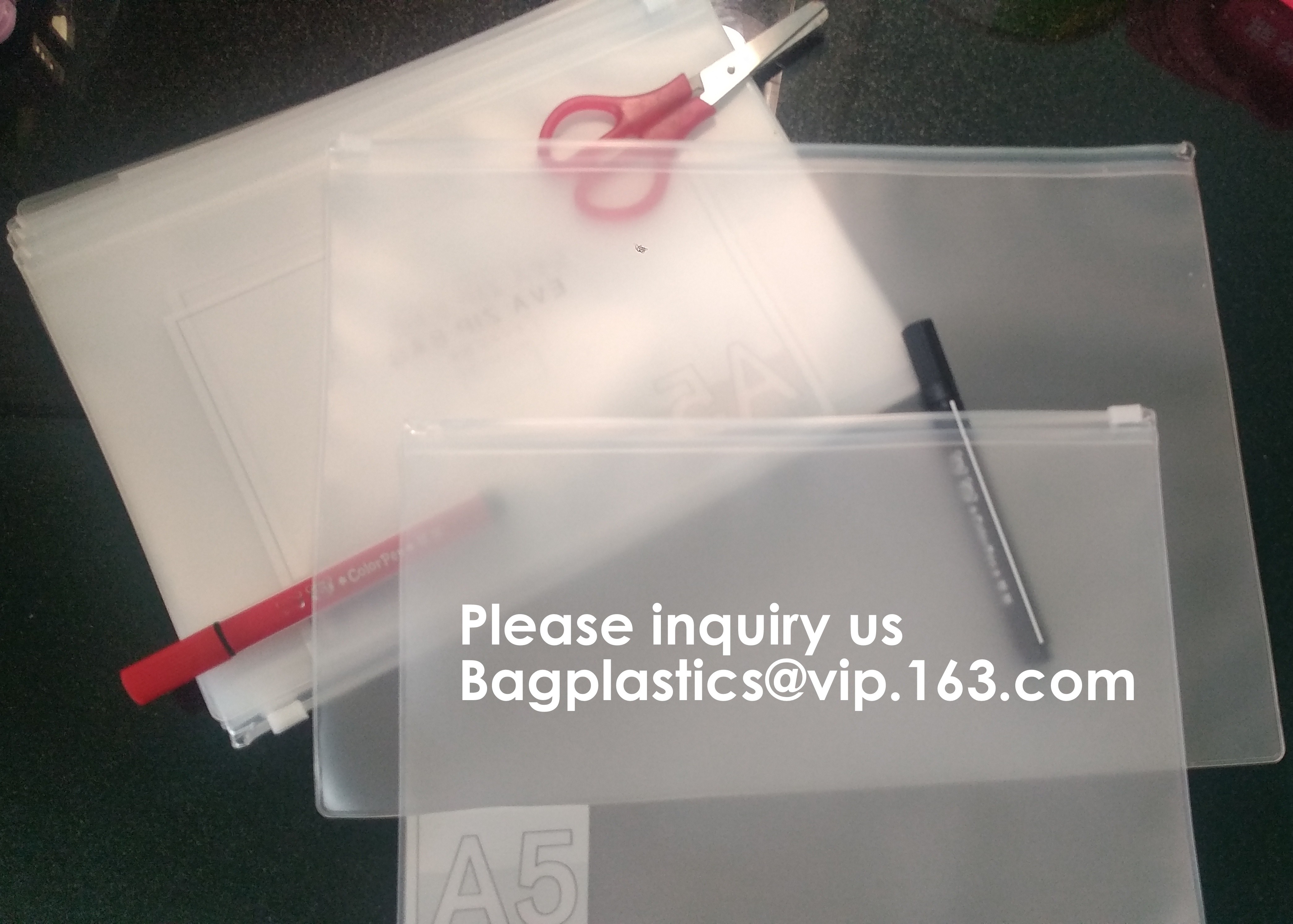 Metal Slider Office File Folder Mesh Clear PVC Zip Lock Document Bag,Folder File Wallet Zipped Lock Document Bag pack