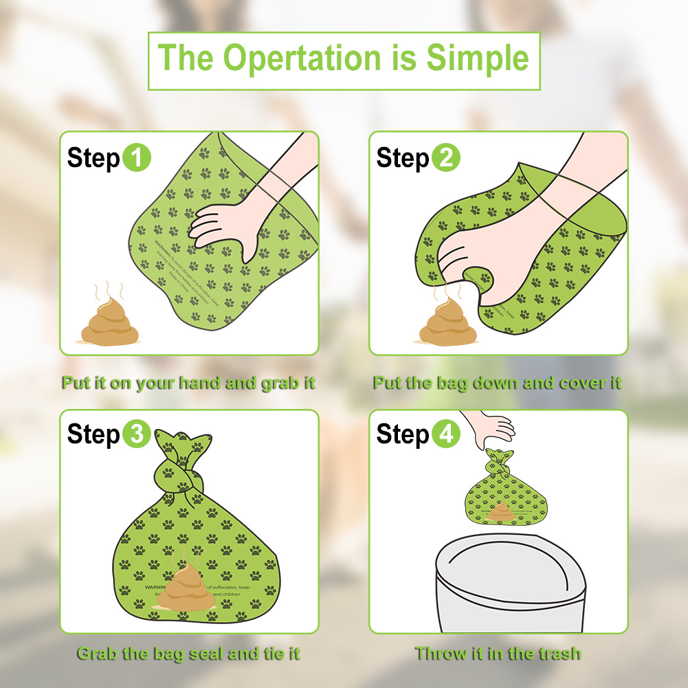 2 Rolls for Delivery 15 pcs Degradable Imported Raw Materials PET Dog Cat POP Garbage Bag