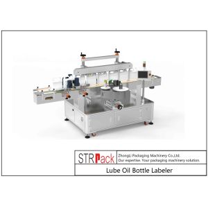 Lube Oil Bottle Labeling Machine Front Back Two Sides