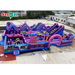 Amusement Park Inflatable Bounce With Slide Digital Printing