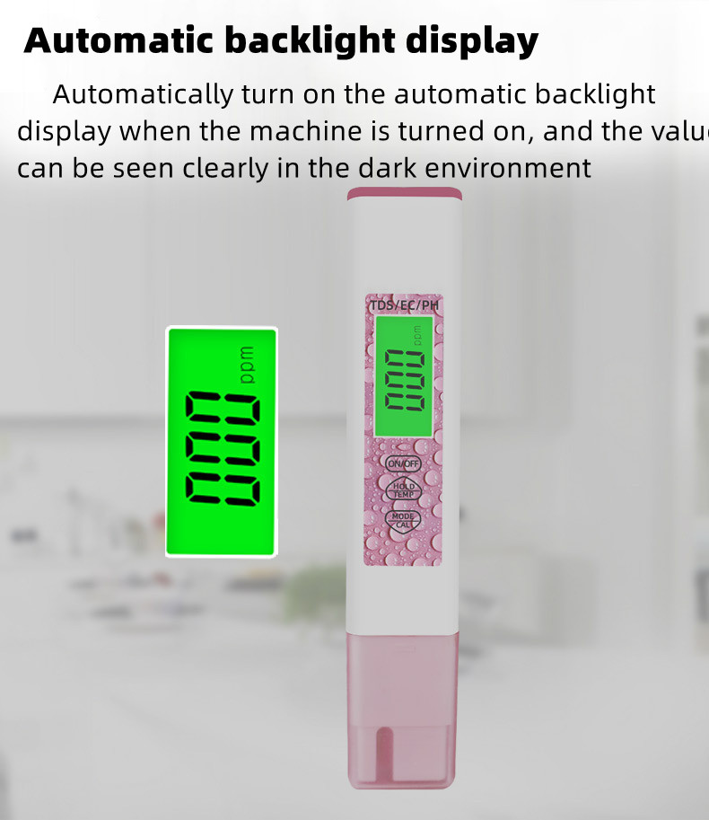Back Light Display 4 in 1 Water Test Pen for Home Swimming Pool and Aquaculture Control