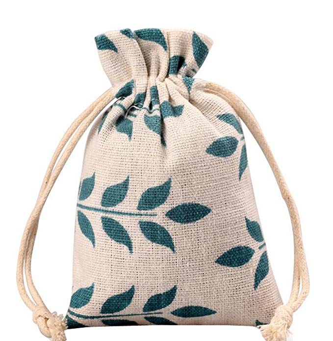 Breathable Muslin Drawstring Pouches , Burlap Reusable Bags Wedding Party Applied