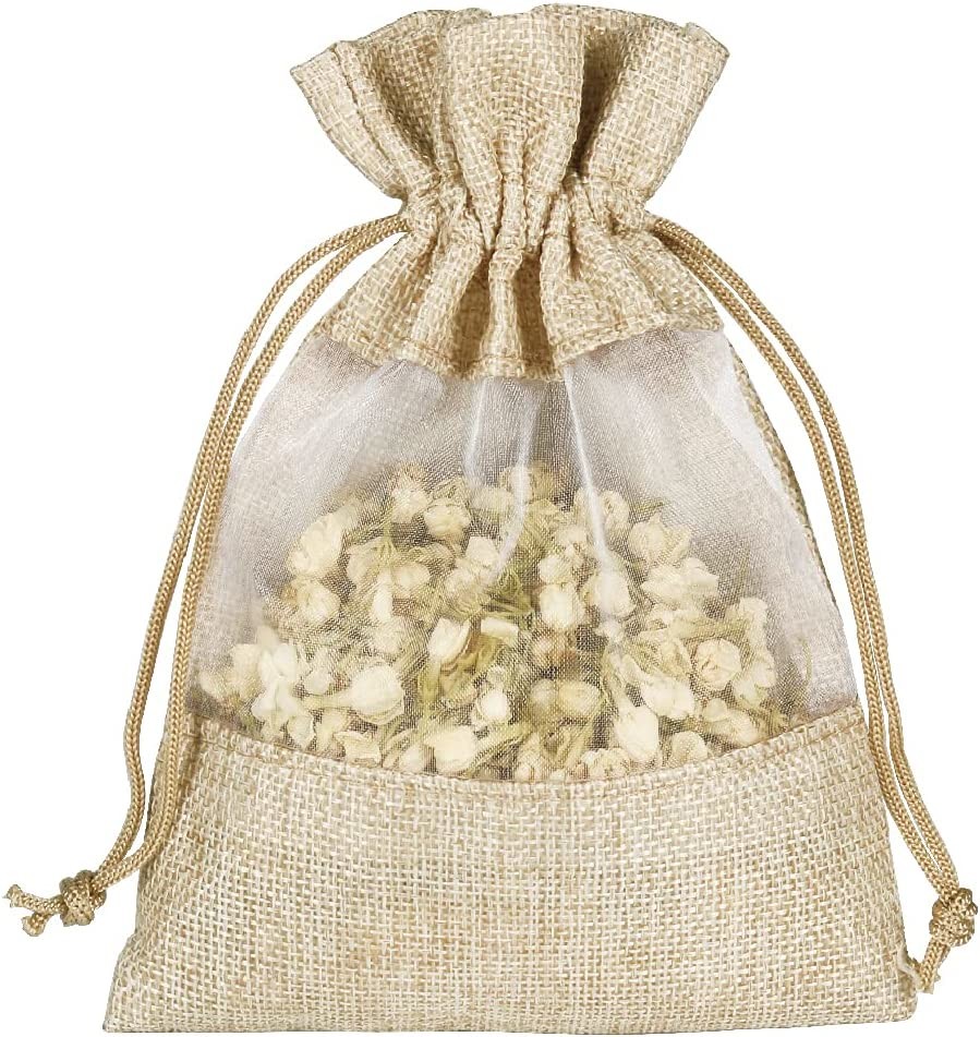 Lightweight Durable Burlap Sheer Bags Drawstring Gift Bag Jewelry Pouches for Candy Wedding Party Favor