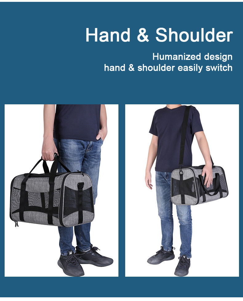 2 Doors Pet Carrier Handbag More Ventilated Dog Shoulder Carry Bag 12kg Capacity