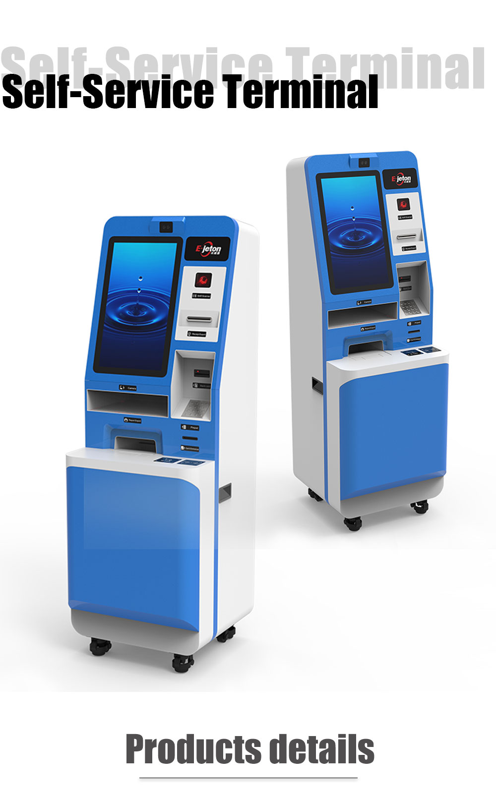 23.6 Inch Self Payment Kiosk Qr Scanner White Interactive Touch Screen Kiosk