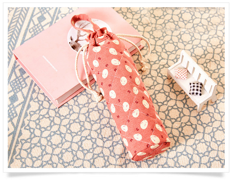 Drawstring Vintage Flower Printing Cotton Glass Wine Bottle Sleeve