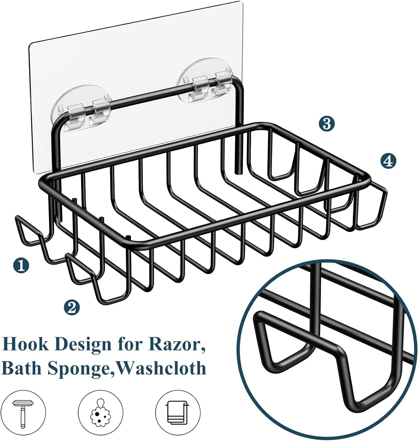 Rustproof Soap Bar Holder Wall Mounted 4.2 Ounces Stainless Steel with 2 Shower Hooks