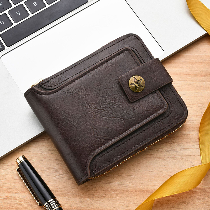 OEM Men's Leather Wallet with Nylon Lining Short Wallet