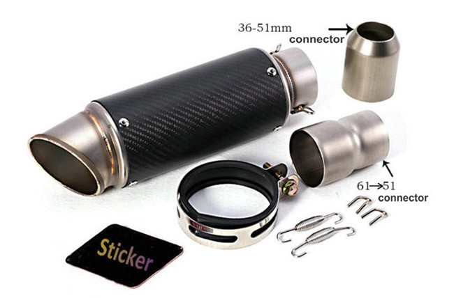 Motocross universal motorcycle muffler 51 - 61mm Carbon Fiber Exhaust Pipes