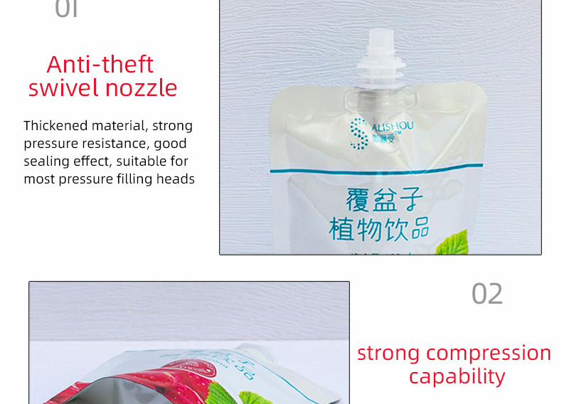 Food Safe Standable Juice Spout Pouch With Leak-Resistant Customizable Spout