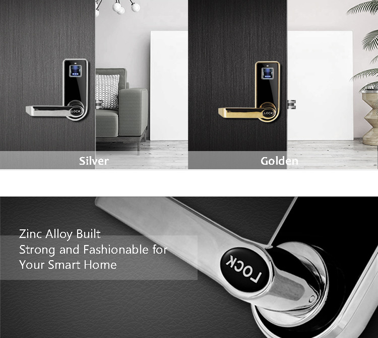 Multi Color Keyless Biometric Fingerprint Door Lock Quick Recognition