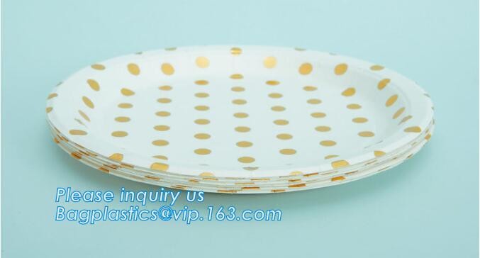 Party supplies, custom printing table rose gold paper biodegradable dinner disposable plate,Compostable Eco Friendly Env