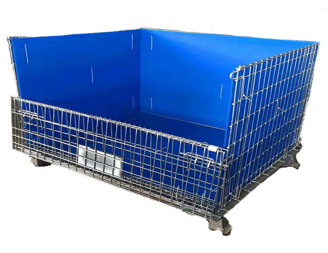 Metal Mobile Q235 Foldable Mesh Container Acid Resistance Butterfly Cage