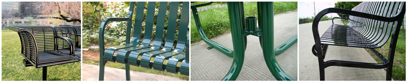 Powder Coated Blue Metal Garden Bench For Outdoor Street Playground Leisure
