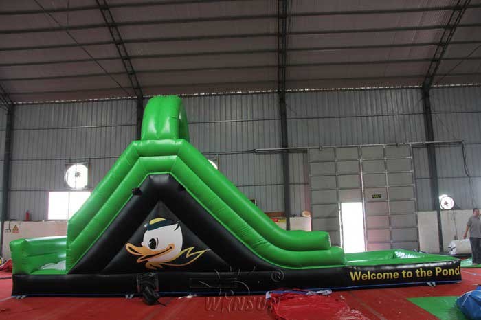 Green Color Large Inflatable Slide With Pool WSS-247 PVC Material CE Standard