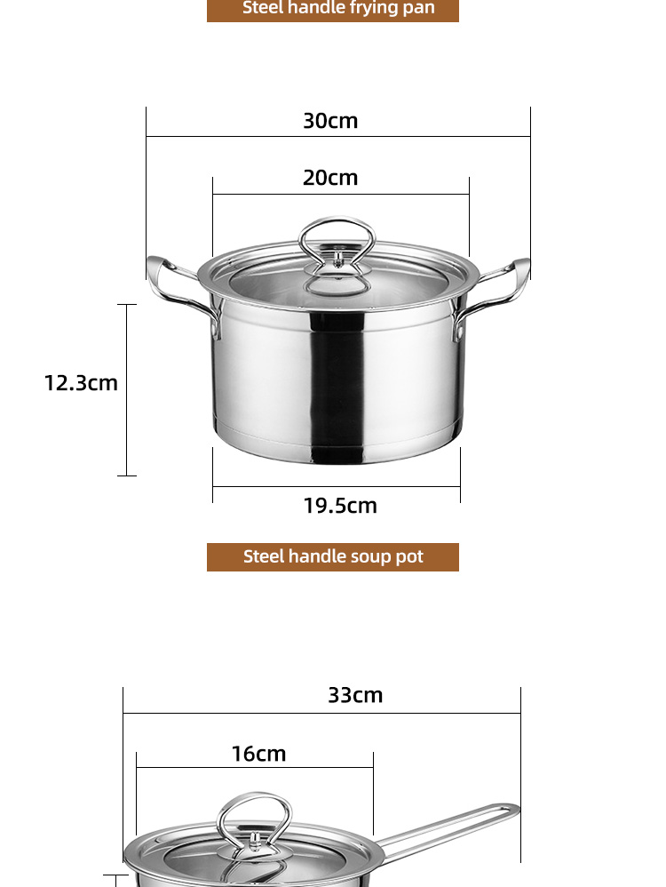 Multifunction Kitchen Cookware Silver Cooking Pot Set Stainless Steel Cookware Sets With Bakelite Handle