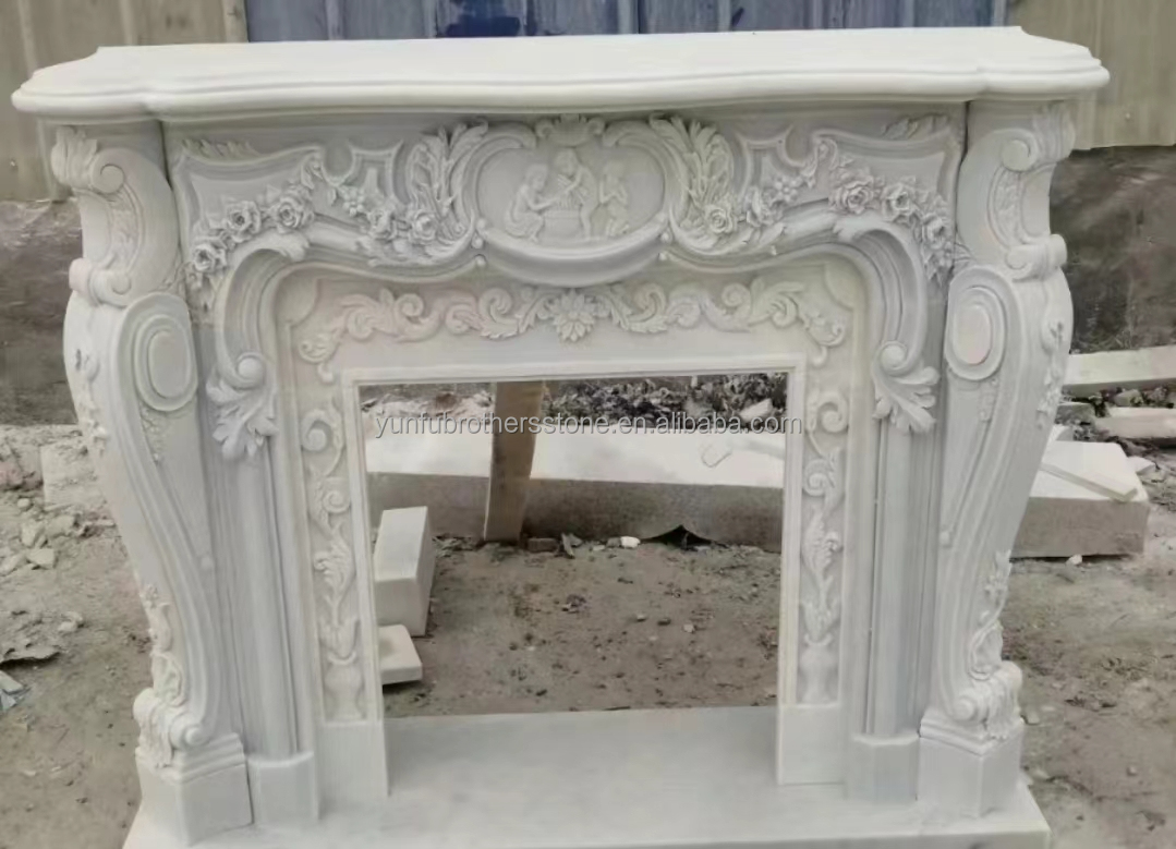 Modern Italian Style Marble Fireplace Mantel Indoor Decorative Stone Fireplace in Granite