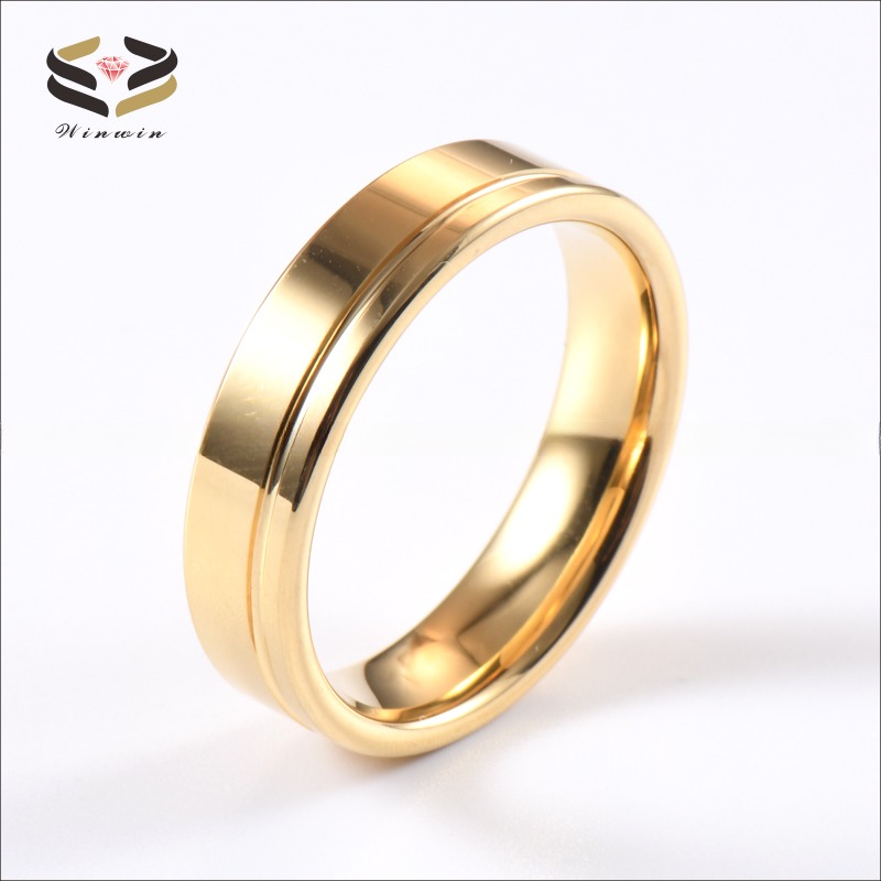 Wedding Bands or Rings 6mm Fashion Offest Groove 18K Gold Tungsten Carbide Ring for Men Women Sample Making Service
