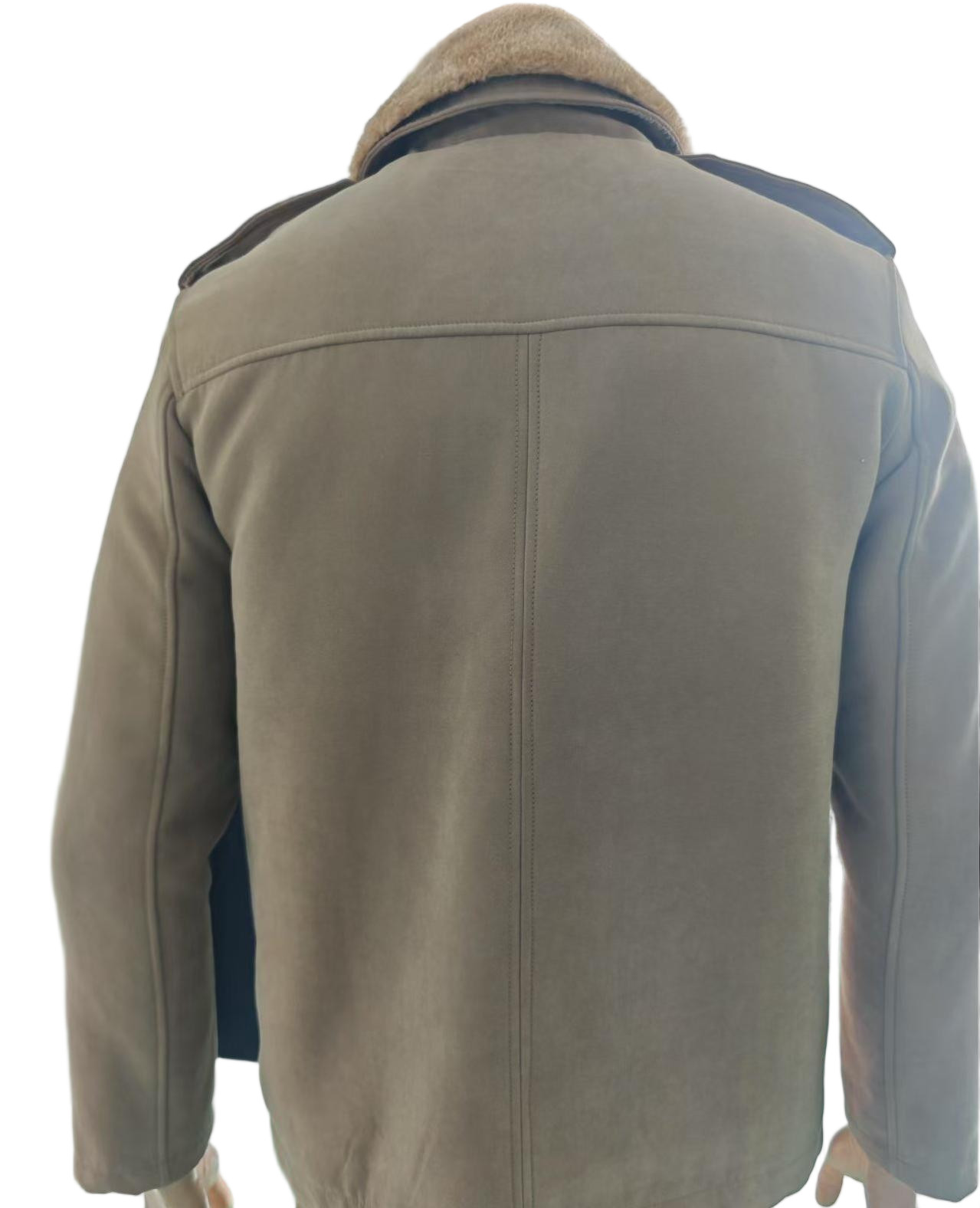Khaki Military Style Faux Fur Collar Thickened Jacket Customizable Fabric Military Jacket for Winter Cold Weather