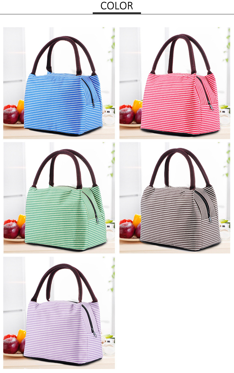 Reusable Stripe Aluminum Foil Lining Waterproof Insulated Bag