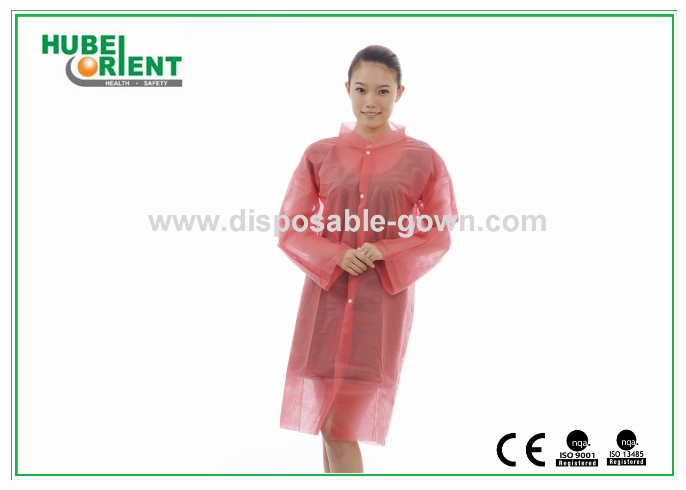 Disposable PP/Non-Woven/SMS/tyvek lab coat With Snaps For Hospital Nursing