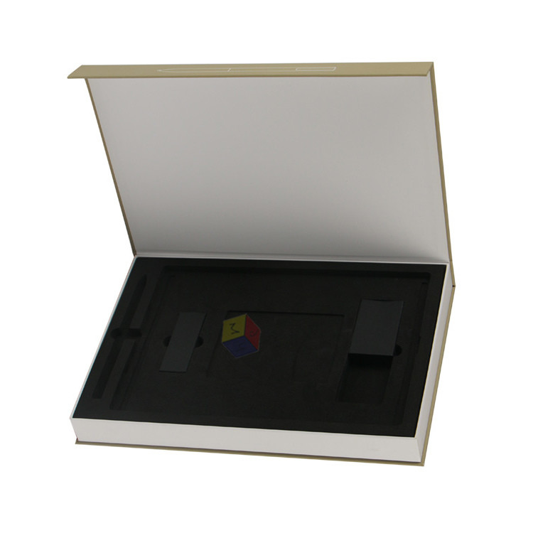 Book Shape Magnetic Closure Rigid gift Cardboard Paper Packaging Box With Eva Insert Custom Print