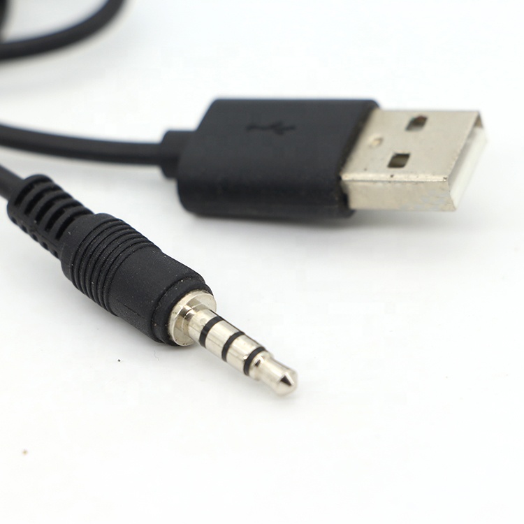 Custom 3ft 3.5mm Male Aux Audio Jack to USB 2.0 Male Data Charger Cable for car speaker