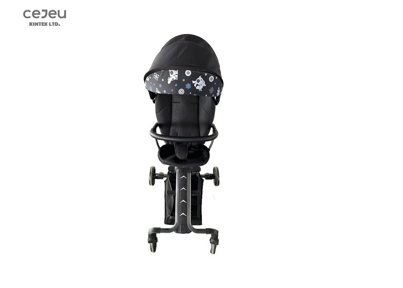 Comfortable PU Wheel Lightweight Baby Stroller Black Chassis