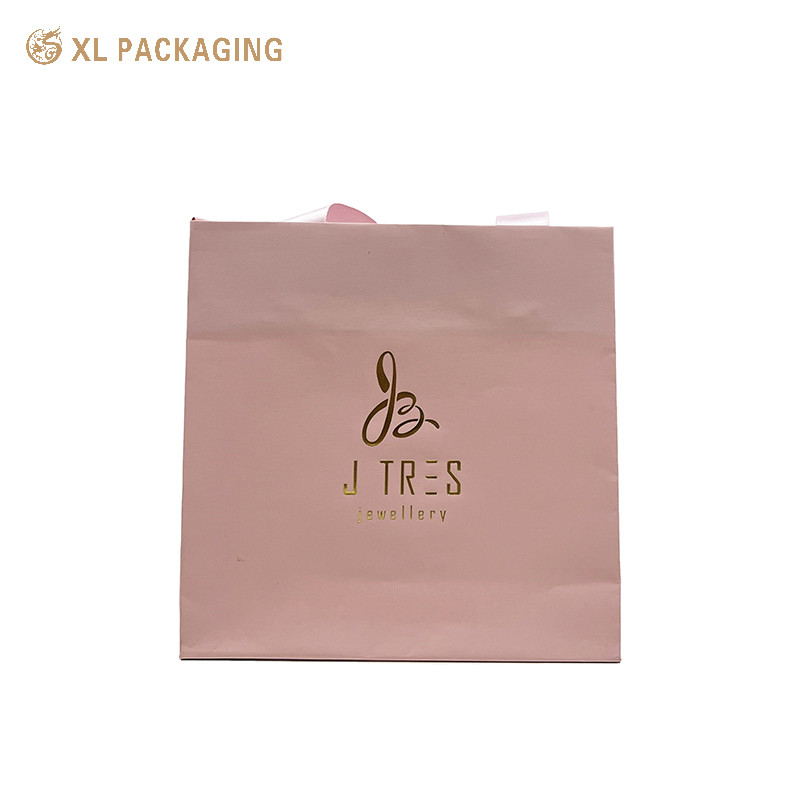 Luxury Pink Boutique Shopping Paper Gift Bag 250G Gsm Cardboard Packaging Bags With Your Own Logo Print Handle