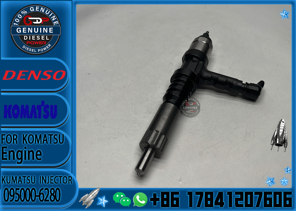 Common Rail Diesel Fuel Injector 095000-6280 0950006280 Diesel Injector 6219-11-3100 For KOMATSU 6219113100