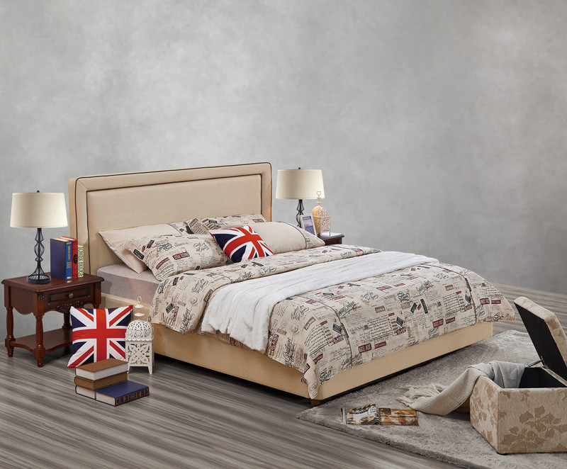 2017 new design of Leather / Fabric American style Bedroon furniture Upholstered headboard set bed/king size Bed