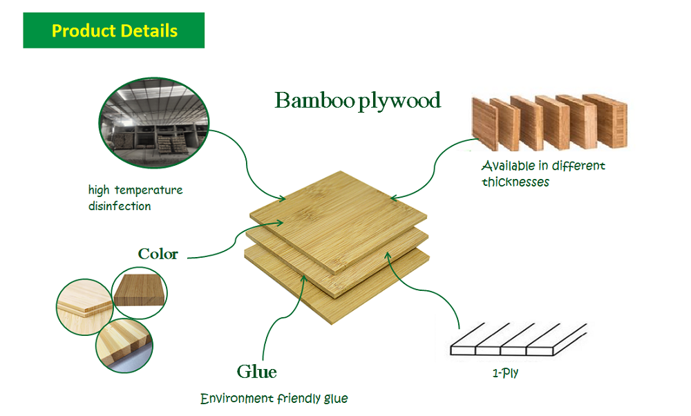 2000mm*600mm Natural Bamboo Plywood 2mm 4mm 6mm 8mm 15mm 18mm for Modern Construction