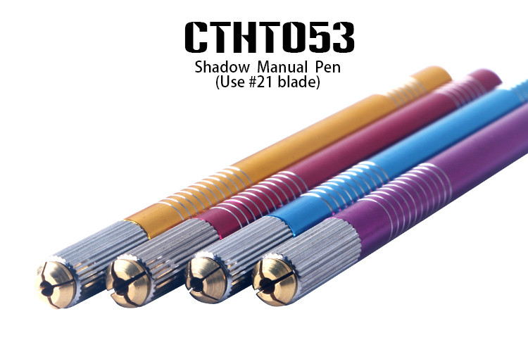 Anti Slip Shading Eyebrow Manual Tattoo Pen Use #21 Round Blade 5 Colors